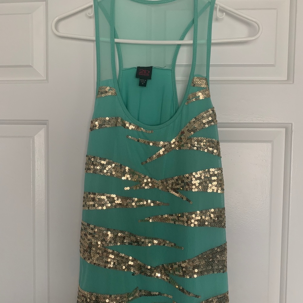 Blueish Green Sequence Tank Top - image 1